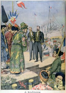 Aankomst in Saigon van Paul Beau (1857-1927), Gouverneur-Generaal van Indo-China 1902-07, uit 